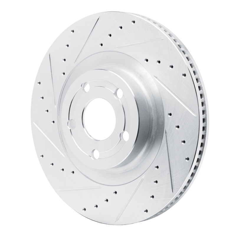 Ford Maverick Brake Rotor (1) - Front Left - R1 Concepts - Drilled & Slotted - Silver - `22-`25